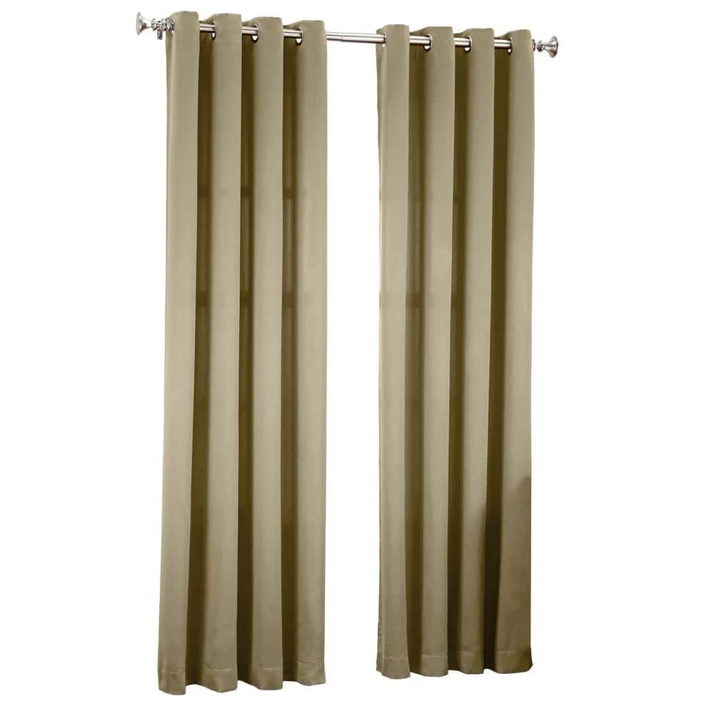 Taupe Faux Silk Room-Darkening Grommet Curtain Panel 54" x 84"