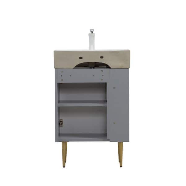 21.60 in. Single Sink Freestanding Light Grey Bath Vanity with White Ceramic Top Assembled