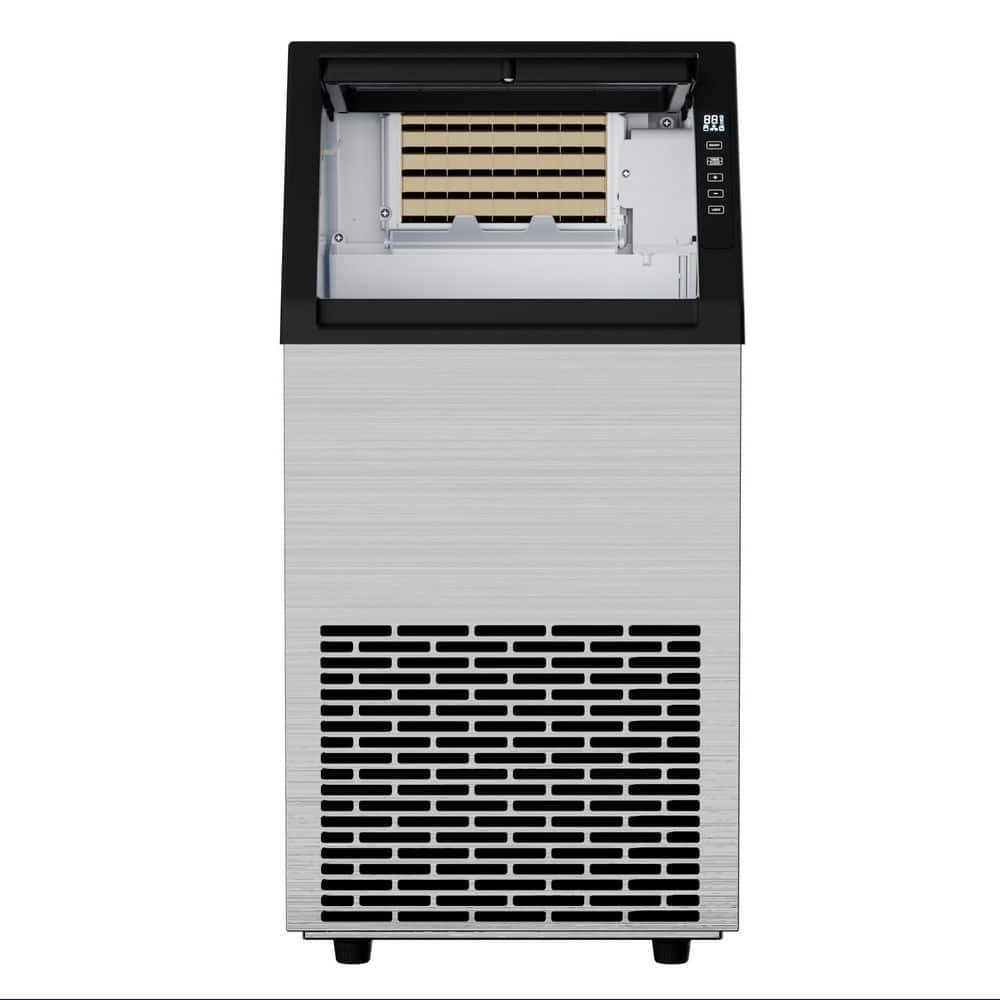 14.6 in. 66 lbs. / 24H Full Size Cube Freestanding Commercial Ice Maker in Stainless Steel, Clean Cycle and 3-Ice Types
