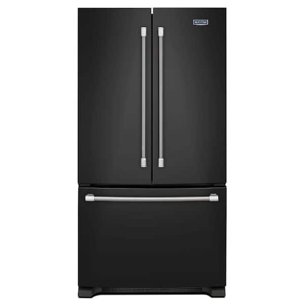 Maytag 33 in. W 22.1 cu. ft. French Door Refrigerator in Black with Stainless Steel Handles
