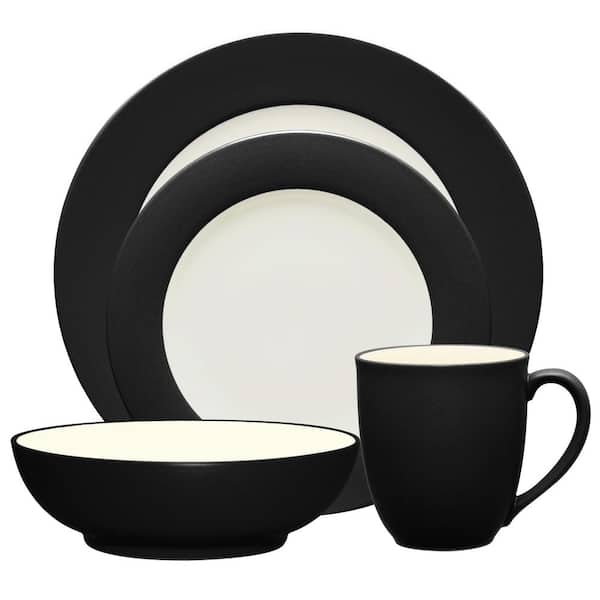 Noritake Colorwave Graphite 4-Piece (Black) Stoneware Rim Place Setting, Service for 1