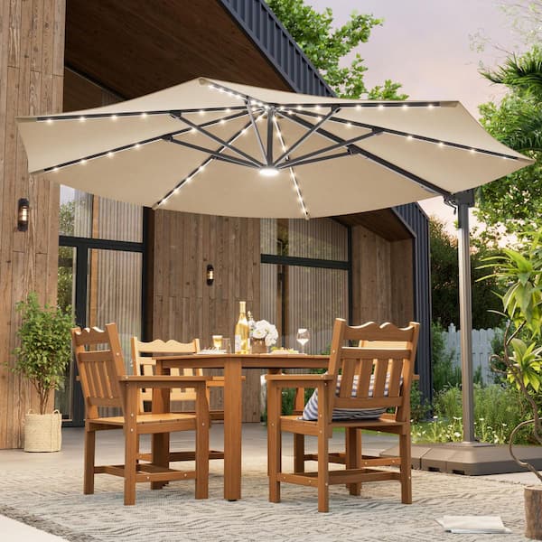 Umbrella シャンデリア LED対応 4灯 JOYESERY 11 ft. Solar Powered LED Deluxe Cantilever Patio Umbrella