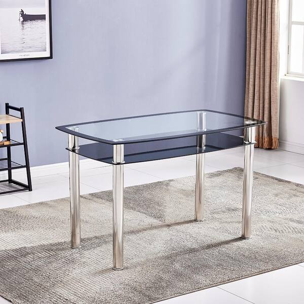 glass top dining table with storage