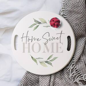 Home Sweet Home Decorative White Wood Tray