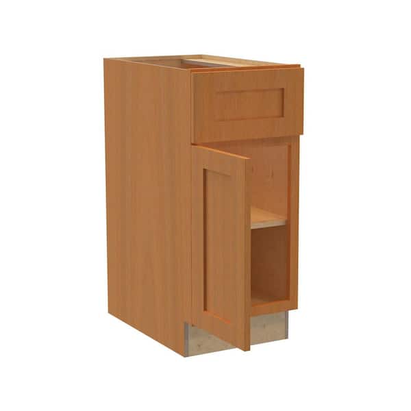 Newport 15 in. W x 21 in. D x 34.5 in. H Assembled Plywood Base Bath Cabinet in Cinnamon with Soft Close LH
