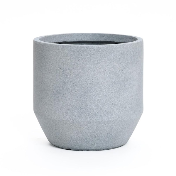 LuxenHome 13.8 in. H Minimalistic Modern Gray Round Tapered Ceramic Floor Planter