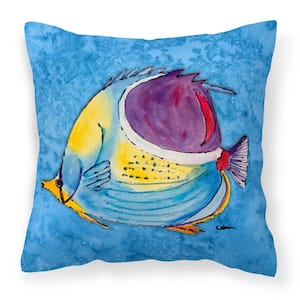 14 in. x 14 in. Multi-Color Lumbar Outdoor Throw Pillow Tropical Fish Decorative Canvas Fabric Pillow