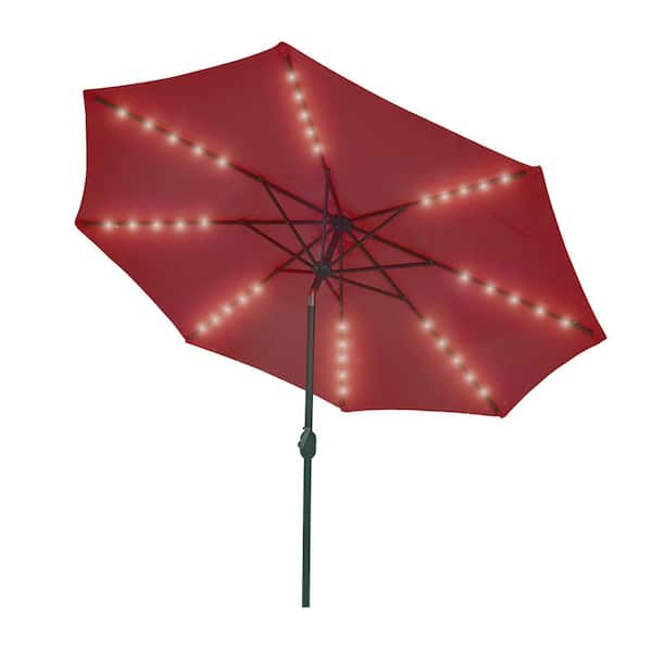 UPHA 9 ft.Steel Metal Market Crank and Tilt Patio Umbrella in Red
