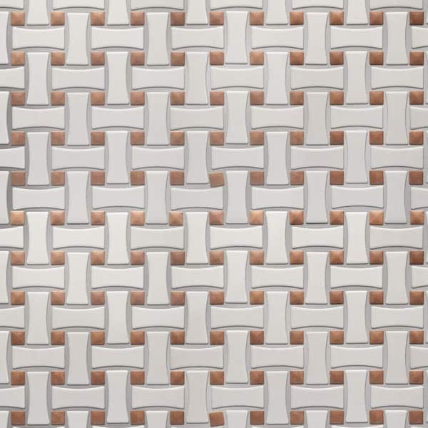 Sentier des Cotto Dot with White Dog Bone Bsktwv 10 in. x 10 in. Porcelain Floor and Wall Mosaic Tile (7.1 sq. ft./Case)