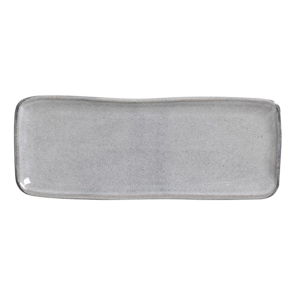 PORTO BRASIL 12.99 in. Dust Gray Stoneware Rectangular Platter Medium Organic (Set of 4)