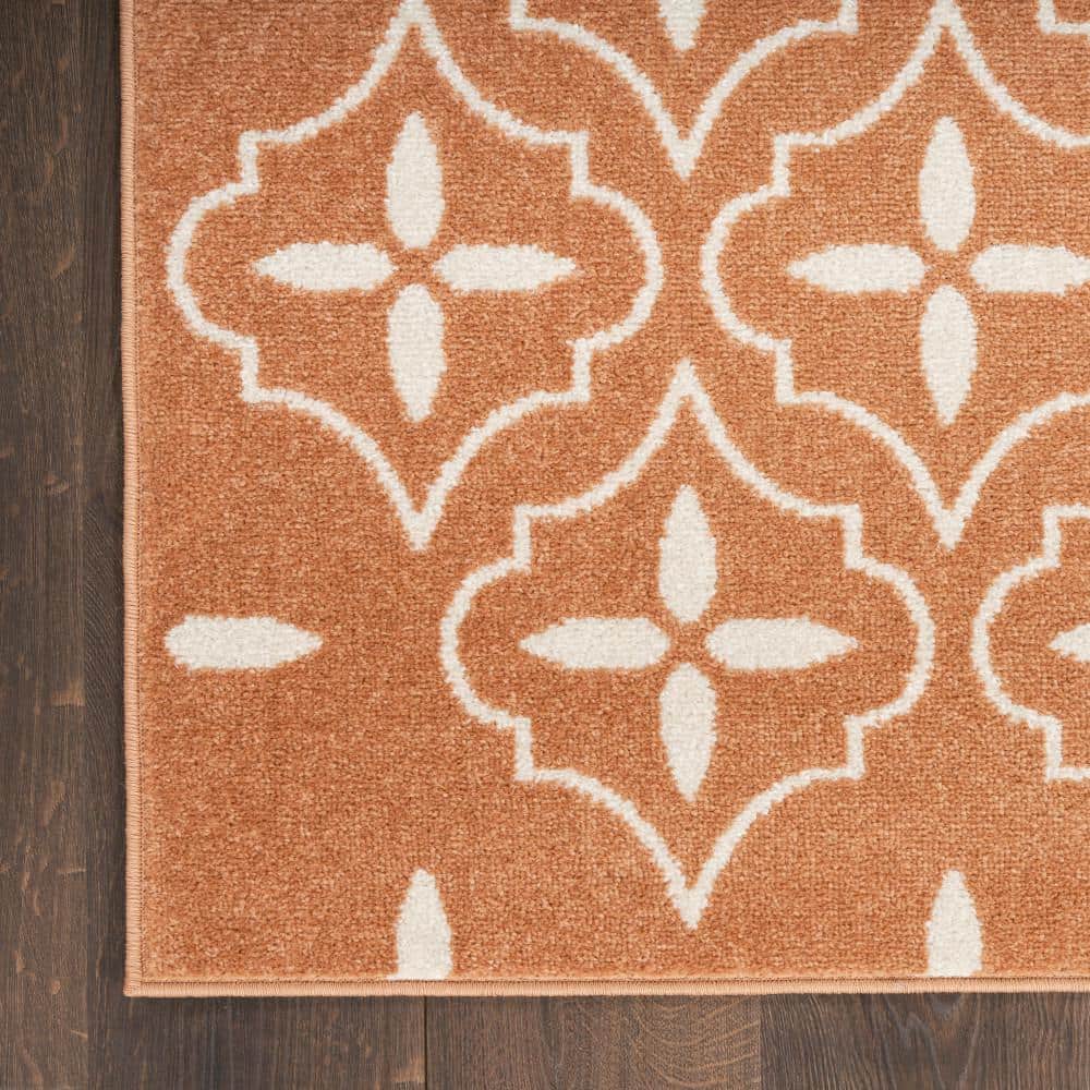 Copper and Ivory Moroccan Trellis 5' x 7' Outdoor Rug