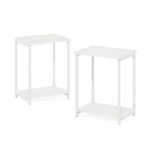 Simplistic 15.2 in. White/White Rectangle Wood End Table With Metal Frame (Set of 2)