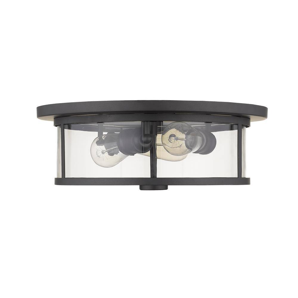 Bronze and Glass 15.75'' Flush Mount Ceiling Light