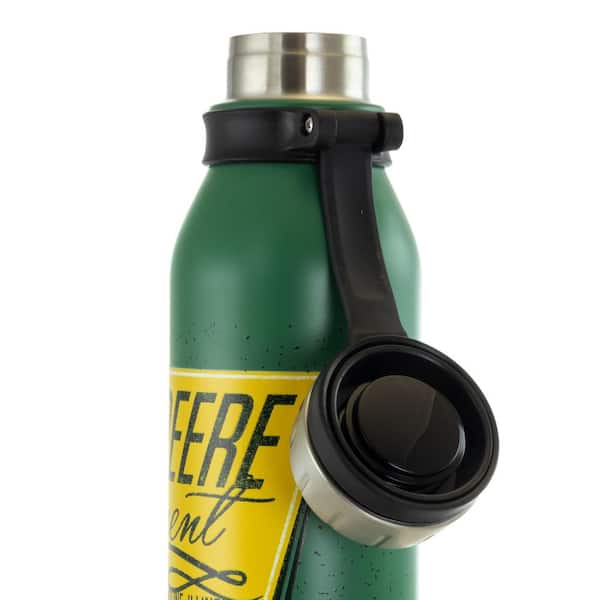 John Deere Stainless-Steel Thermal Bottle with Cap and Carry Loop, 25.5 oz, Green