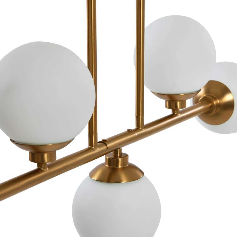 Lorne 5-Light Brushed Gold Metal and Frosted Glass Chandelier