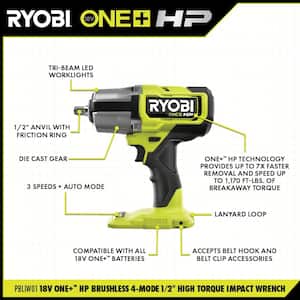 ONE+ HP 18V Brushless Cordless 4-Mode 1/2 in. High Torque Impact Wrench (Tool Only)