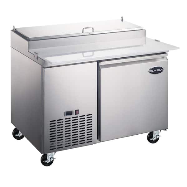 SABA 44.5 in. W 13 cu. ft. Commercial Pizza Prep Table Refrigerator Cooler in Stainless Steel