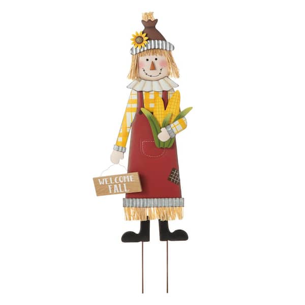 37.25 in. H Metal Scarecrow Yard Stake/Standing/Hanging Sign (Three Function)