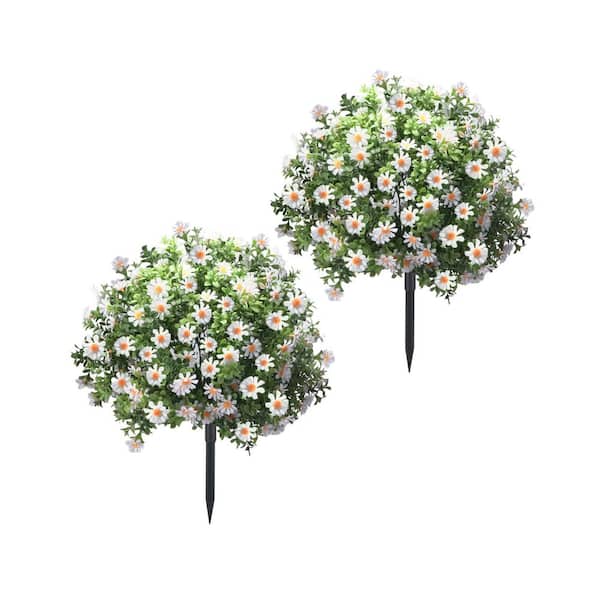 ◆ハーバリウム　275  冬のジニア*.:。✿*゜¨White 16.53 in Artificial Boxwood Topiary Ball Tree White Flower UV
