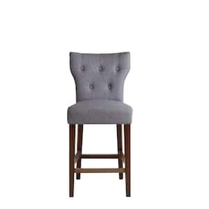 Hayes 25 in. Grey Wood Counter Stool with Tufted Back
