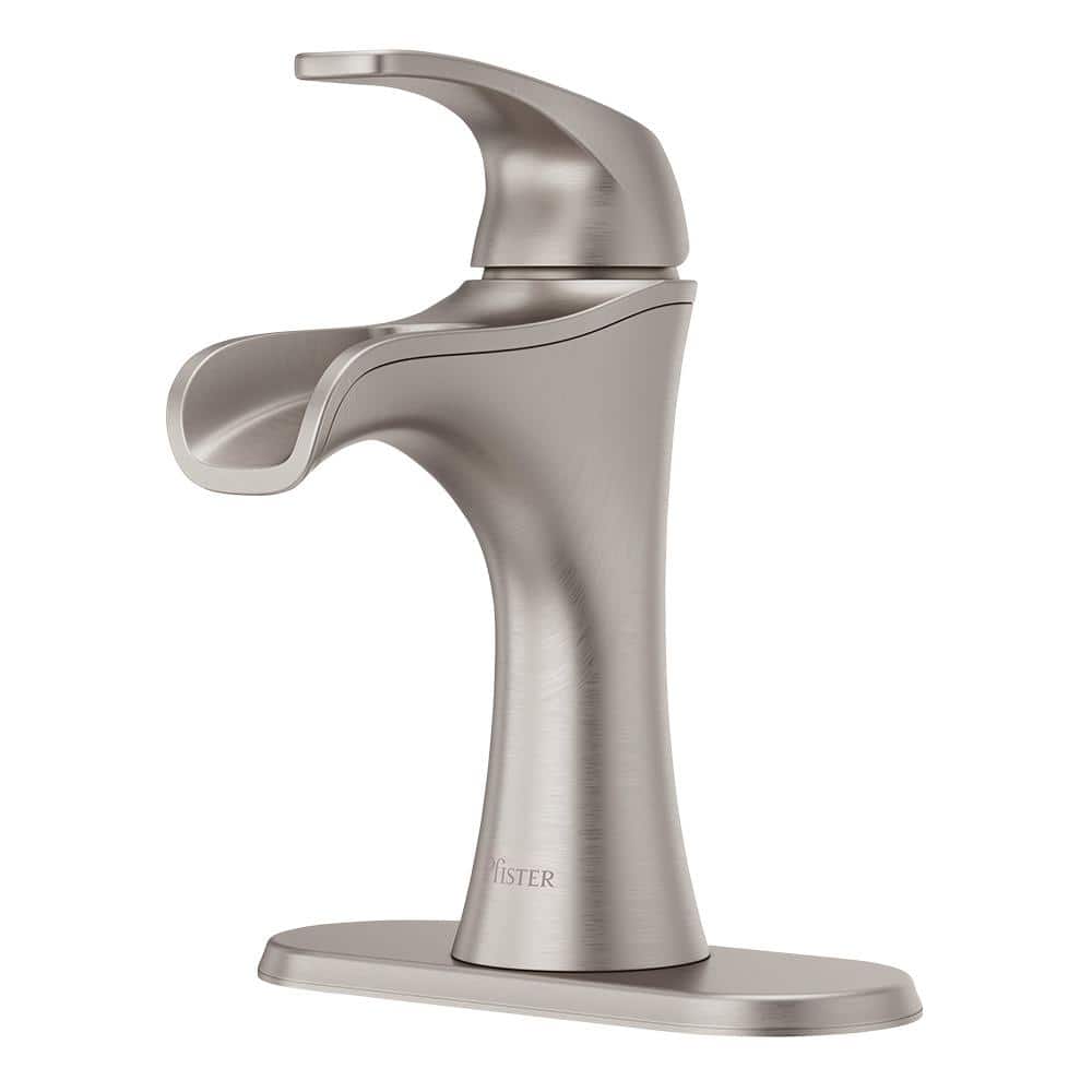 Brushed Nickel Single Handle Mid Arc Bathroom Faucet