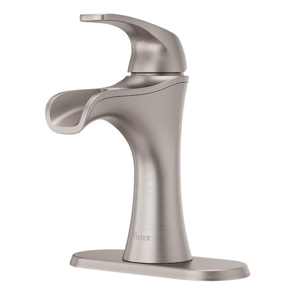 Pfister Jaida Single Handle Single Hole Bathroom Faucet with Deckplate in Spot Defense Brushed Nickel