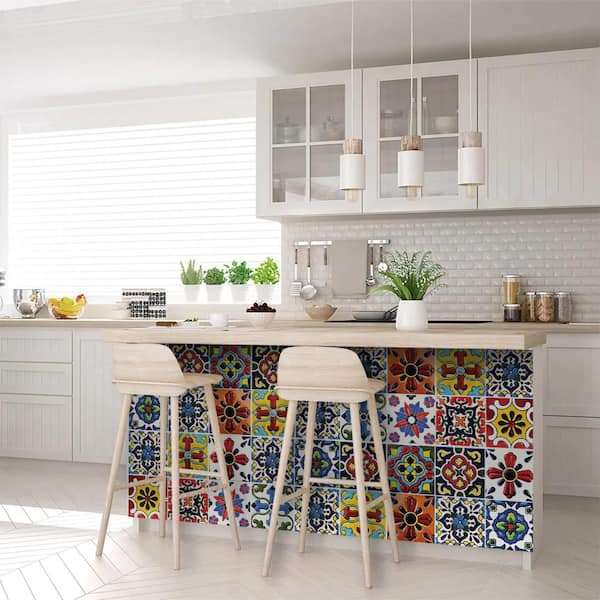 Red, Yellow, Blue, Green O 8 in. x 8 in. Vinyl Peel and Stick Tile (24 Tiles, 10.67 sq. ft./pack)