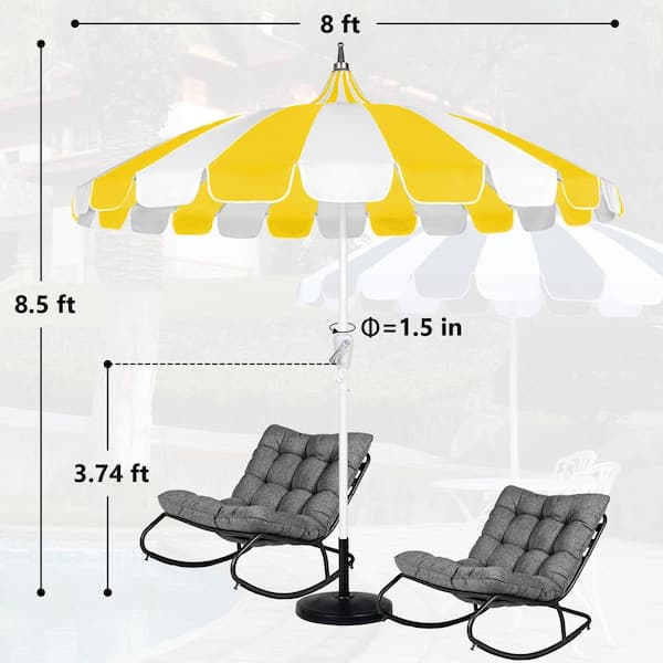 8 ft. Pagoda Outdoor Market Umbrella in Yellow