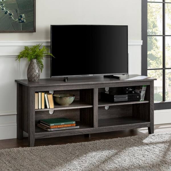 Walker Edison Furniture Company Columbus 58 in. Charcoal MDF TV Stand 60 in. with Adjustable Shelves