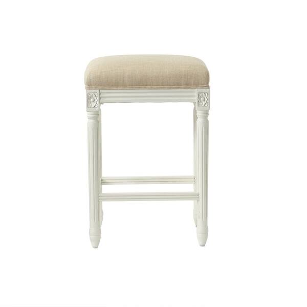 Unbranded Jacques 25.25 in. Natural Cushioned Counter Stool in Antique Ivory