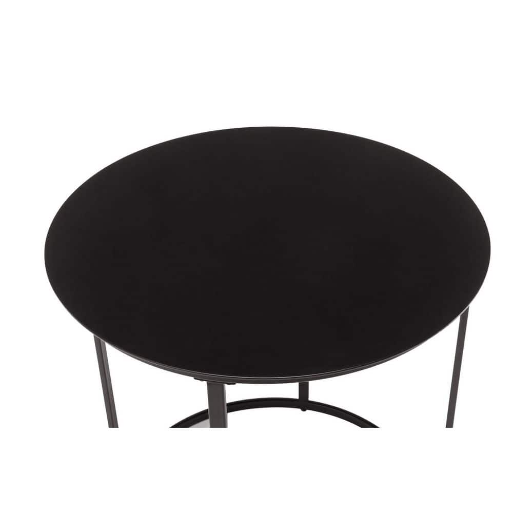 Landon 24 in. Black Round Metal End Table - thumbnail 3