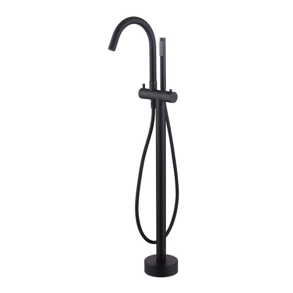 SUS 316 Stainless Steel 2-Handle Thermostatic Freestanding Tub Faucet with Hand Shower and Swivel Spout in Matte Black price history on PriceWatchPro