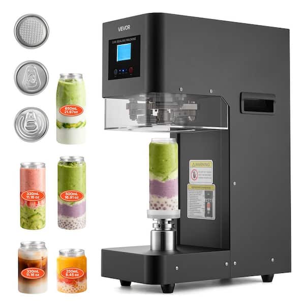 Automatic Can Sealing Machine, Black, Commercial Seamer for 2.17 in. (55 mm) Aluminum and Plastic Cans, Steel Housing