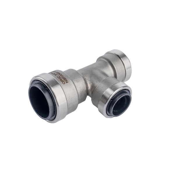 QUICKFITTING 3/4 in. x 1/2 in. x 1/2 in. Stainless Steel Push-to-Connect Reducing Tee Fitting