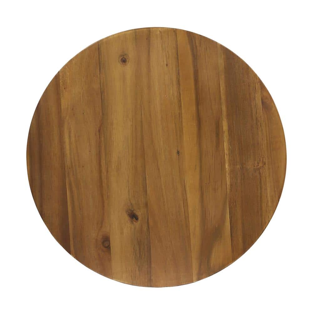 Natural Brown Medium Acacia Wood Round Accent Table