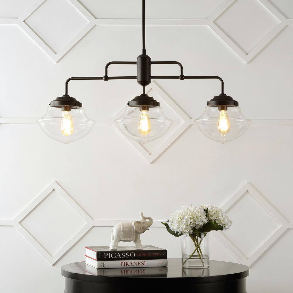 Avery 37.5" Oil-Rubbed Bronze 3-Light Industrial Rustic LED Linear Pendant