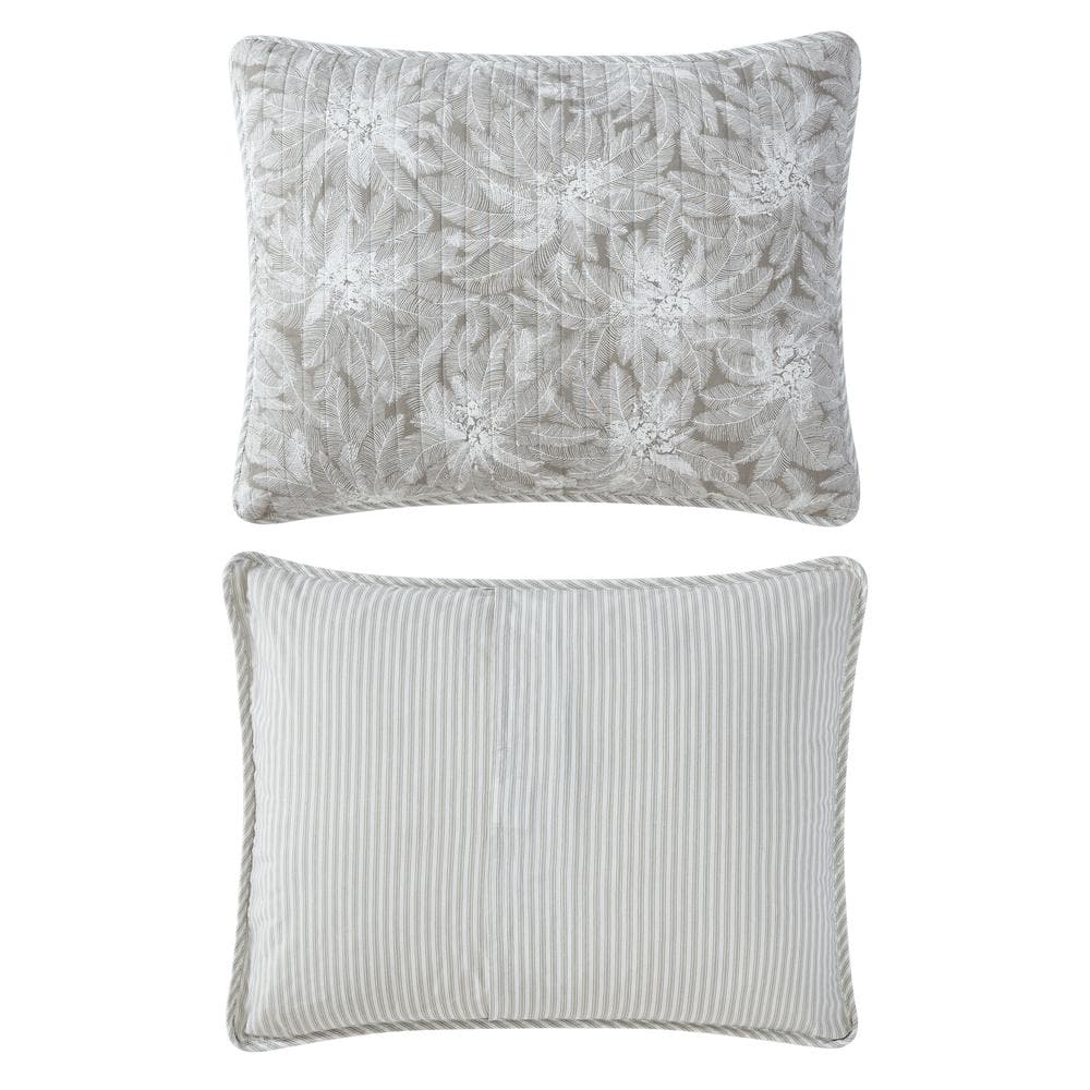 Makena Full/Queen Brown Cotton Reversible Quilt Set with Botanical Print