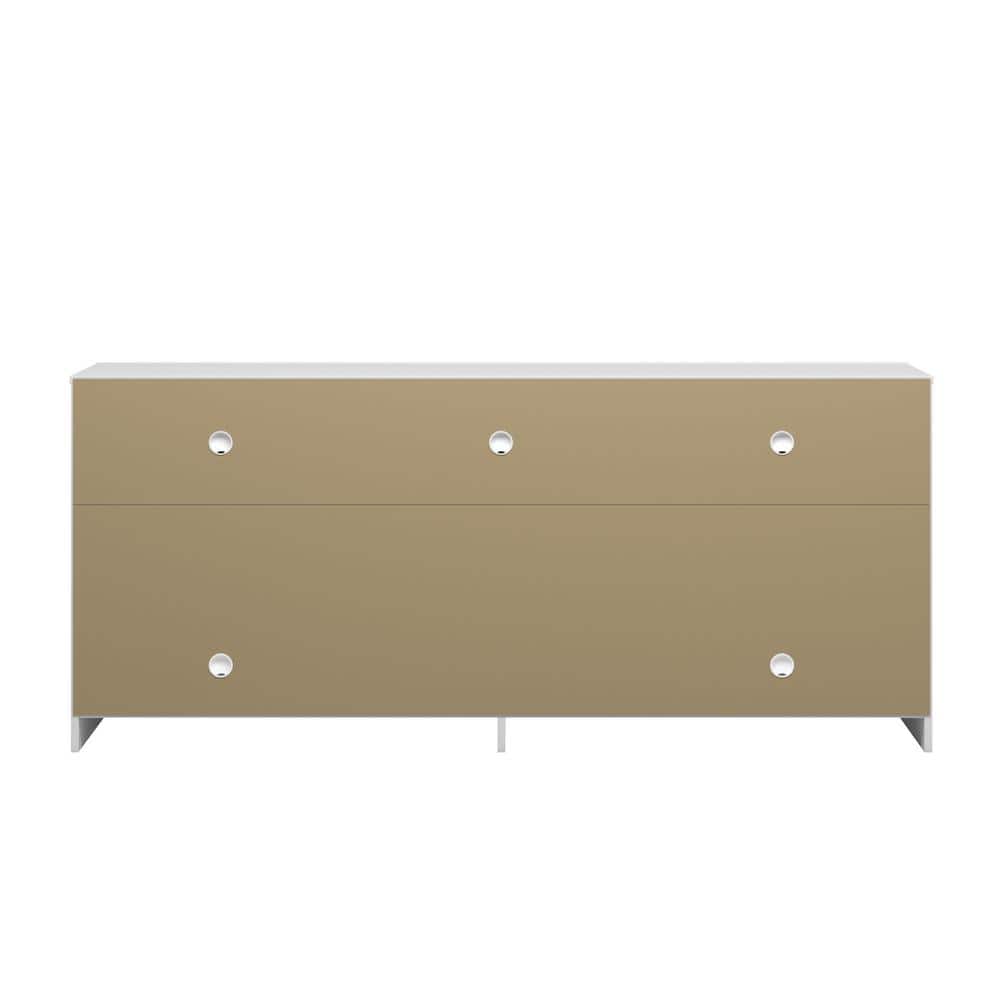 Modern White Compressed Wood 68'' Media Console with Cabinet