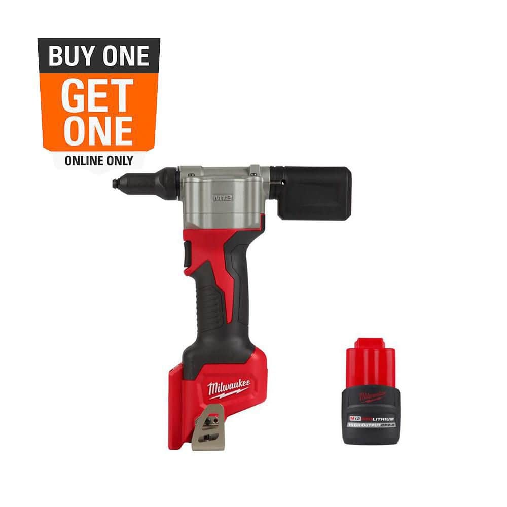 Milwaukee M12 12-Volt Lithium-Ion Cordless Rivet Tool with M12 CP High ...