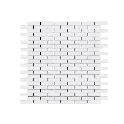Trinket White 11.625 in. x 12 in. Interlocking Matte Porcelain Wall and Floor Mosaic Tile (0.968 sq. ft./Each)