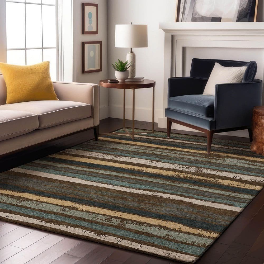 Mayfield Premium Machine Washable Abstract AMF1019 Fudge 3 ft. x 4 ft. Area Rug price history on PriceWatchPro