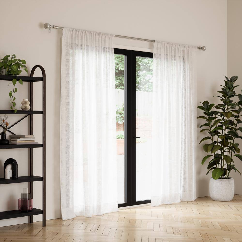 Silver Nickel Adjustable Curtain Rod with Ball Finials