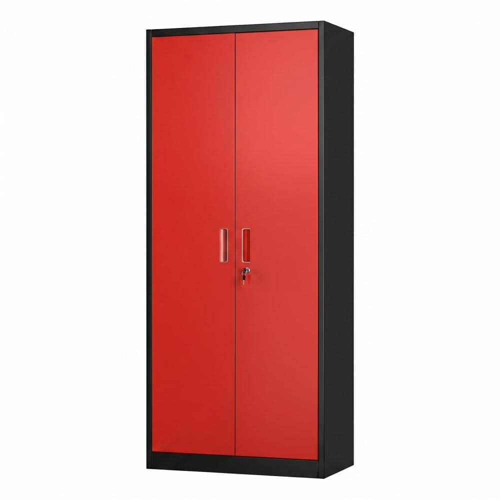 Black & Red Color Block Industrial Lockable Metal Storage Cabinet, Thick Cold Rolled Steel Office Document Cabinet price history on PriceWatchPro