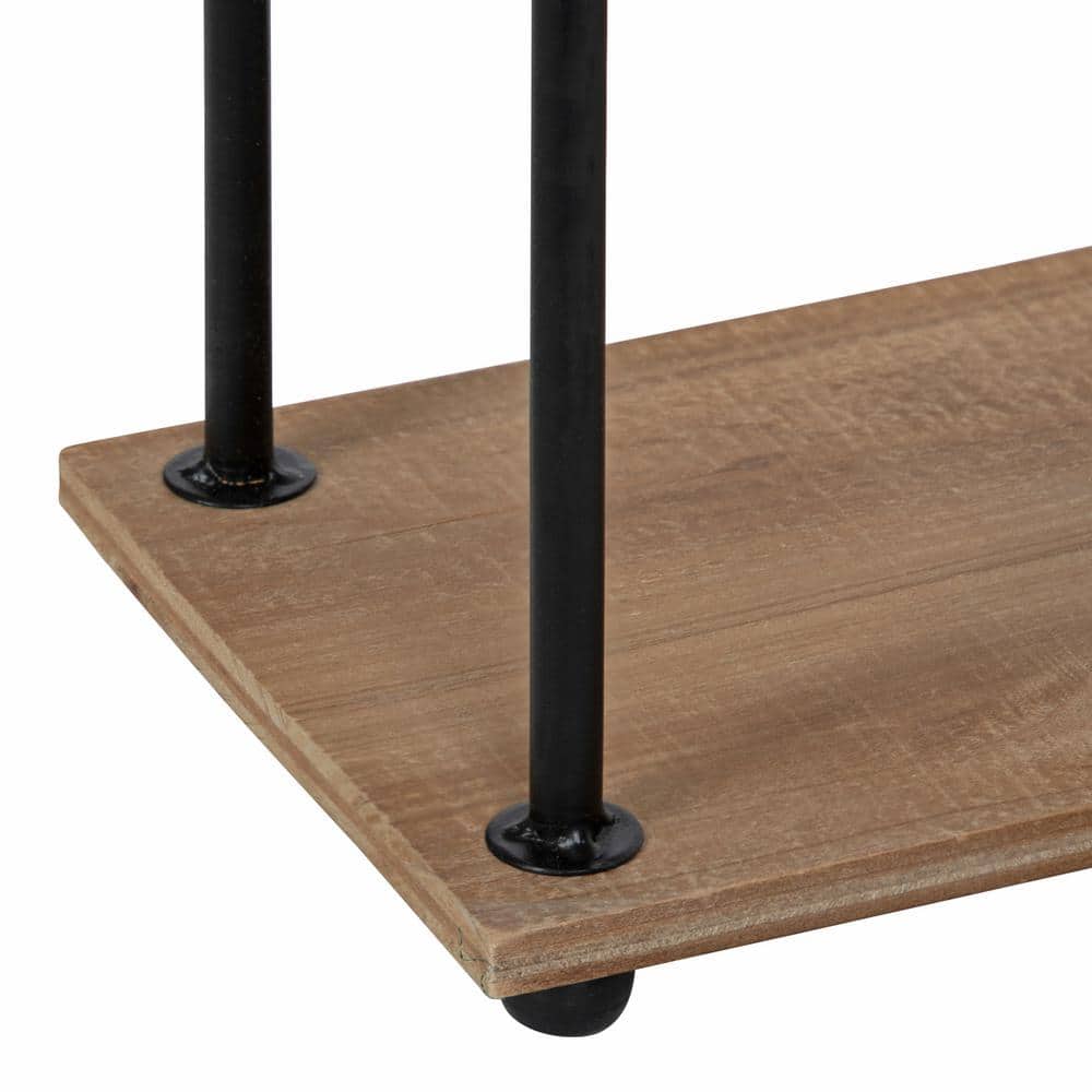 Walters 23" Rustic Brown Wood and Metal Floating Wall Shelf