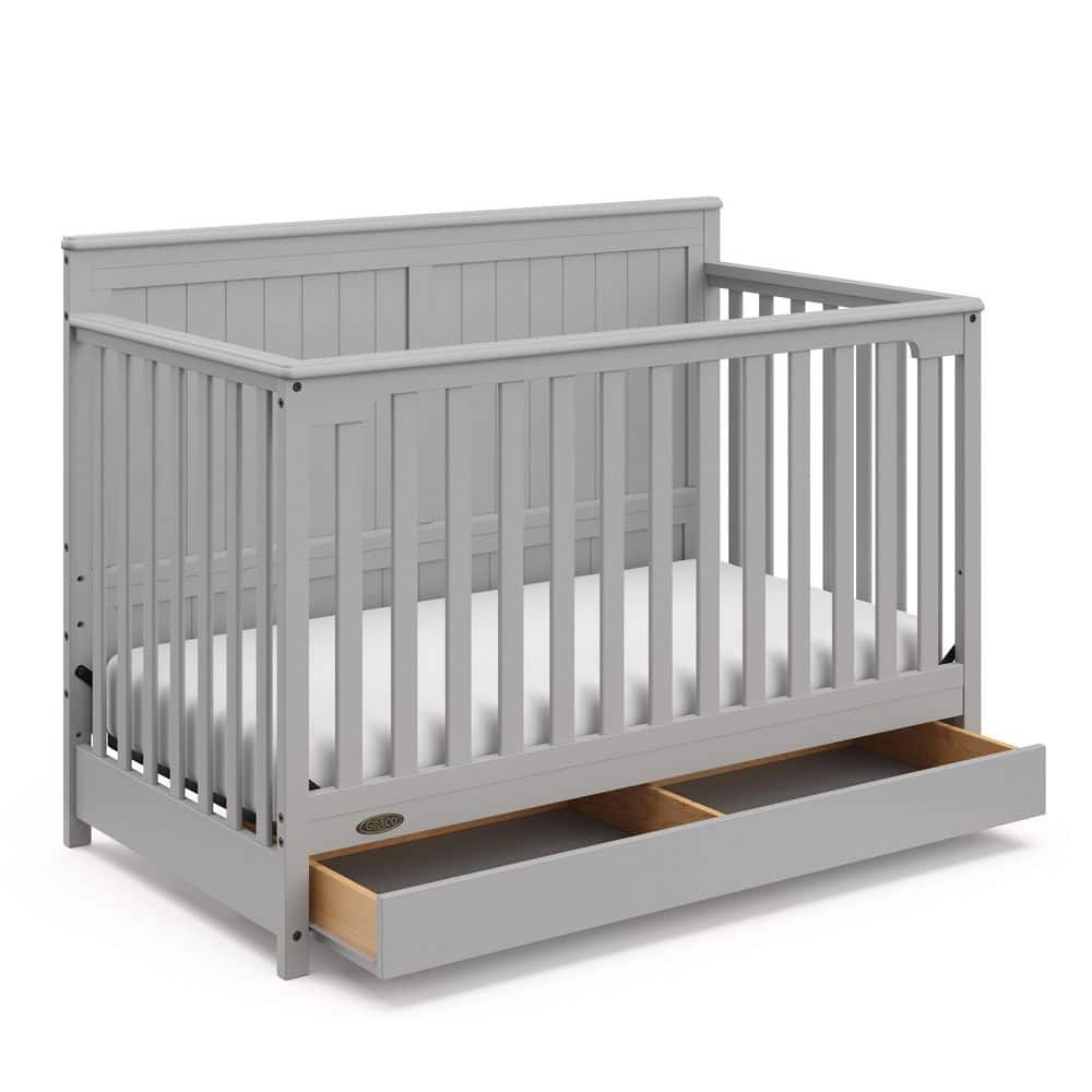 Graco Hadley 4-in-1 Convertible Crib with Drawer-Pebble Gray -  04521-70F