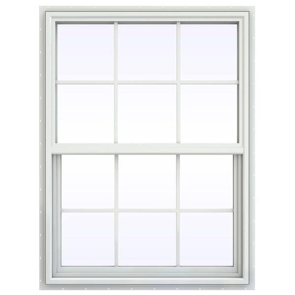 JELD-WEN 35.5 in. x 47.5 in. V-4500 Series Single Hung Vinyl Window with Grids - White