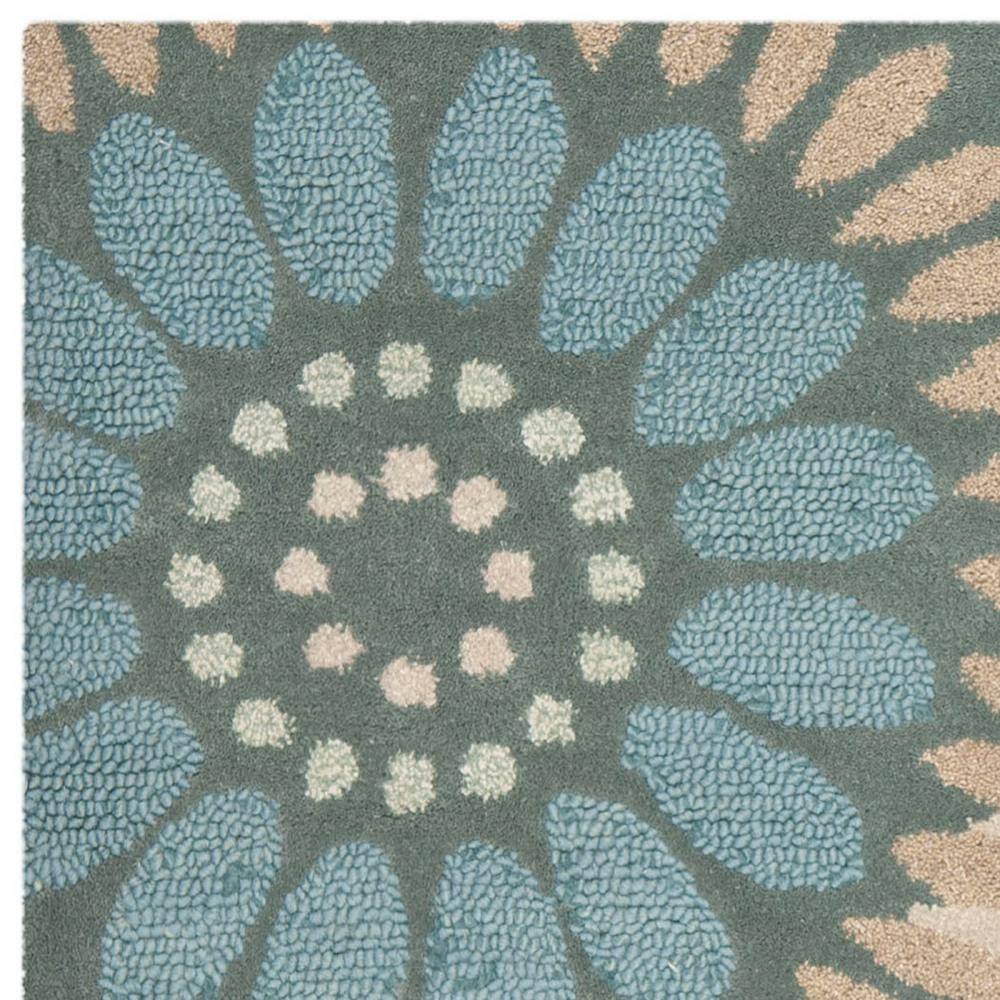 Blossom Bliss Hand-Tufted Blue Floral Wool Rug - 2' x 3'