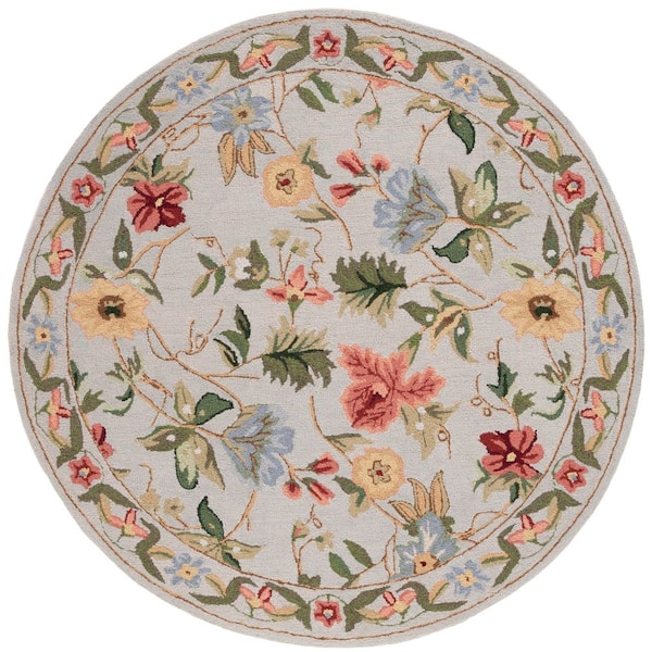 Chelsea 6 ft. x 6 ft. Gray Floral Round Rug