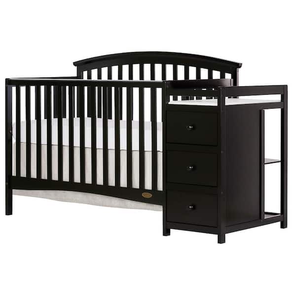 Dream On Me Niko Black 5 In 1 Convertible Crib With Changer 656 K The Home Depot