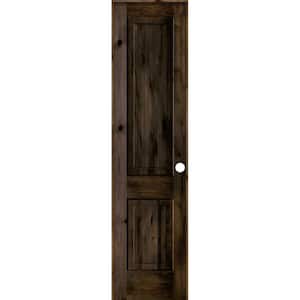 18 in. x 96 in. Rustic Knotty Alder Wood 2 Panel Square Top Left-Hand/Inswing Black Stain Single Prehung Interior Door